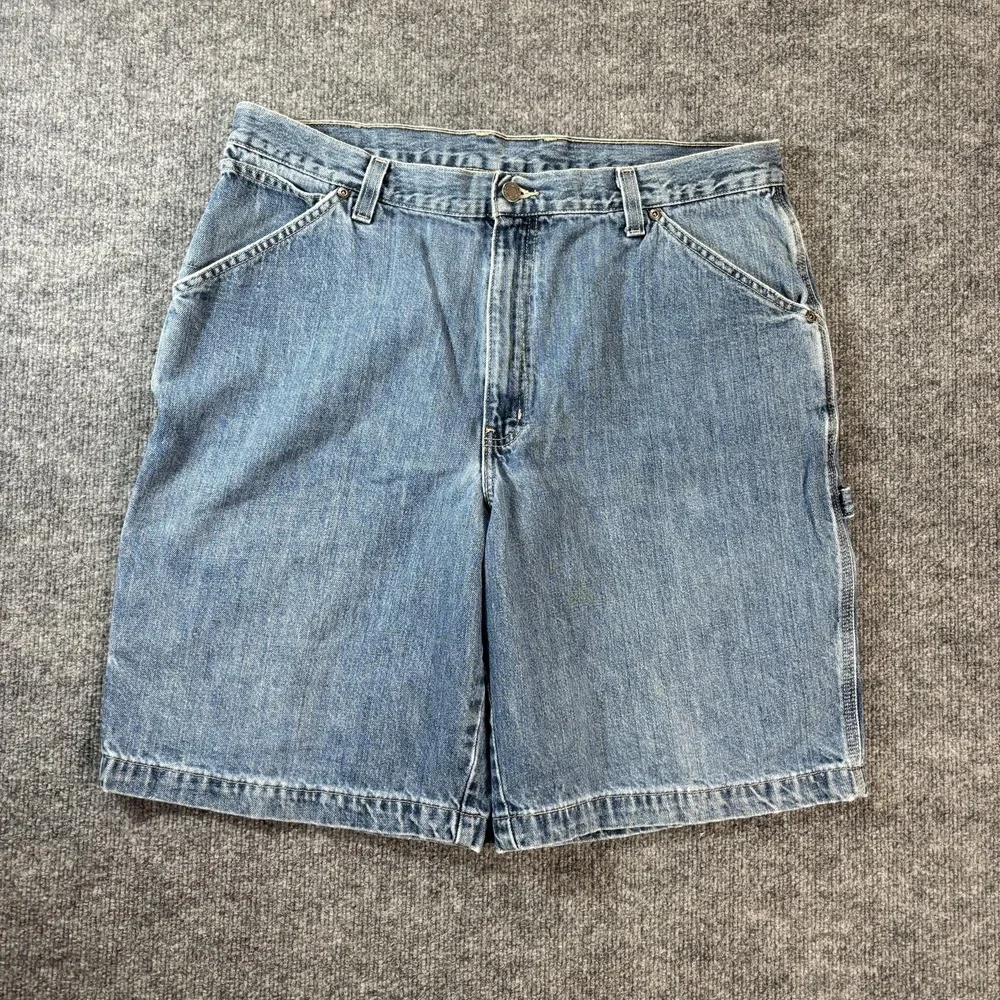 Lee Cargo‎ Shorts Mens 36 Blue Medium Wash Denim Relaxed Fit Workwear Utility